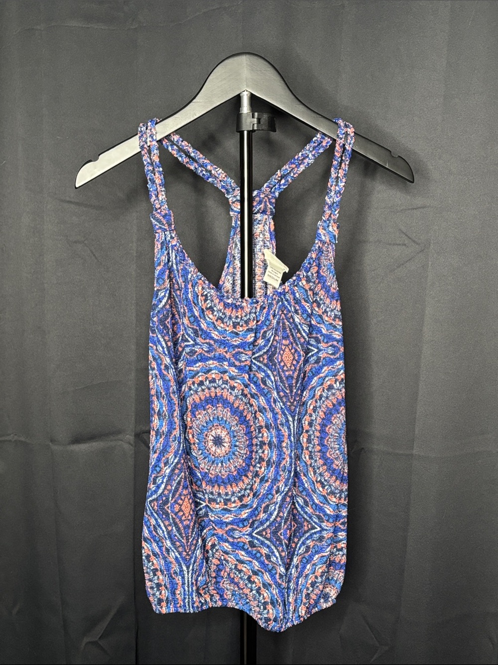 Belle Du Jour Blue & Coral Textured Knit Top